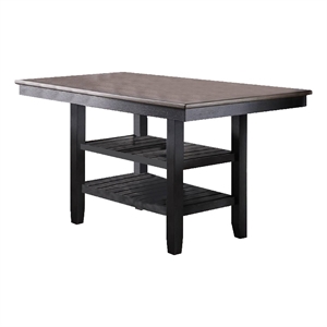 Pemberly Row Counter Height Dining Table w/ 2 Shelves & Chamfered Legs in Brown