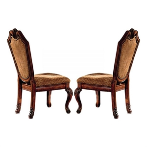 Pemberly Row Side Chair Set of 2 with Diamond Pattern and Crown Top in Brown