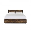 Pemberly Row Industrial Eastern King Bed with 6 Drawers and Metal Slats in Brown