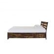 Pemberly Row Industrial Eastern King Bed with 6 Drawers and Metal Slats in Brown