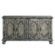 Pemberly Row Console Table with 4 Doors and Bracket Feet in Rustic Gray