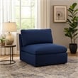 Pemberly Row Armless Chair with Pocket Coil Seat and Pillow Back in Blue