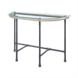 Pemberly Row Oval Tempered Glass Top Side Table with Metal Pipe Legs in Gray
