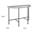 Pemberly Row Oval Tempered Glass Top Side Table with Metal Pipe Legs in Gray