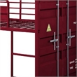 Pemberly Row Twin Loft Bed with Metal Frame Ladder and Slide in Red