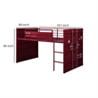 Pemberly Row Twin Loft Bed with Metal Frame Ladder and Slide in Red