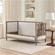 Pemberly Row Composite Wood Daybed with Fabric Upholstery & Carvings in Brown