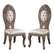 Pemberly Row Leatherette Side Chair Set of 2 with Queen Anne Legs in Brown