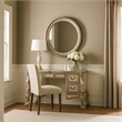 Pemberly Row Vanity Desk with 5 Drawers and Scalloped Carved Design in Off White
