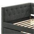 Pemberly Row Twin Daybed with Button Tufted Chesterfield Style & Trundle in Gray
