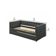 Pemberly Row Twin Daybed with Button Tufted Chesterfield Style & Trundle in Gray