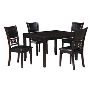 Pemberly Row 48&quot 5 Piece Dining Table Set with Leatherette Seats in Ebony Brown