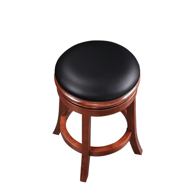 Pemberly Row 24 Inch Rubberwood Swivel Counter Stool with Footrest in Black