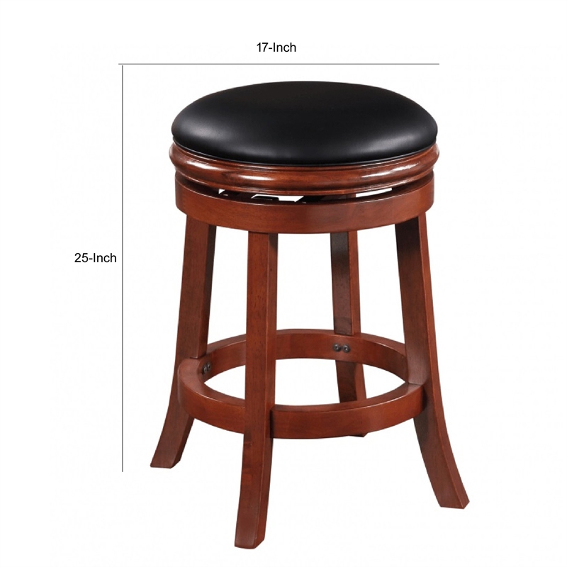Pemberly Row 24 Inch Rubberwood Swivel Counter Stool with Footrest in Black