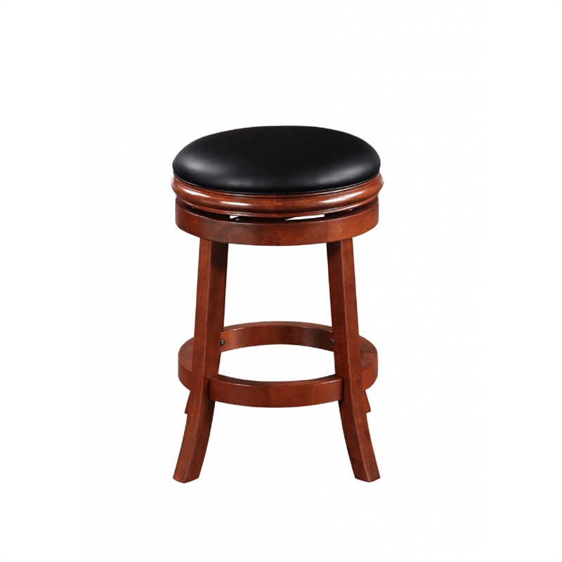 Pemberly Row 24 Inch Rubberwood Swivel Counter Stool with Footrest in Black