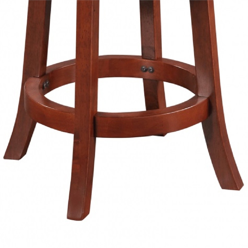 Pemberly Row 24 Inch Rubberwood Swivel Counter Stool with Footrest in Black