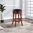 Pemberly Row 30 Inch Rubberwood Swivel Barstool with Full Ring Footrest in Black