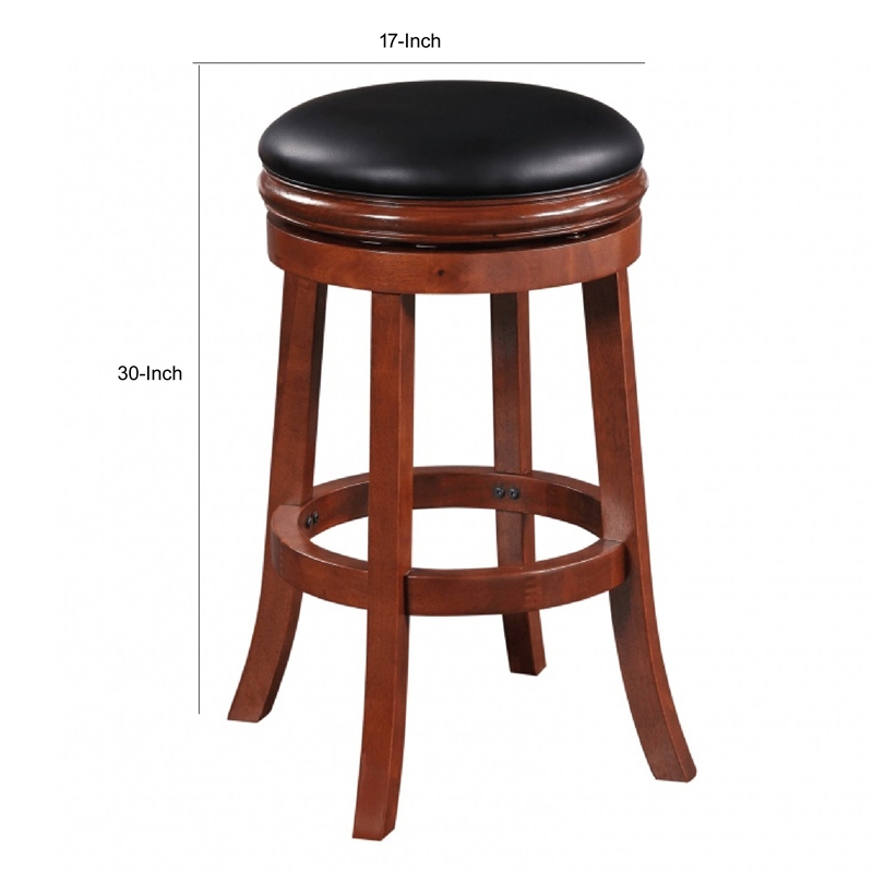Pemberly Row 30 Inch Rubberwood Swivel Barstool with Full Ring Footrest in Black