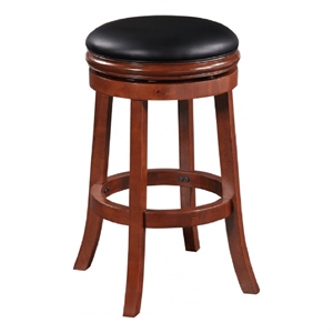 Pemberly Row 30 Inch Rubberwood Swivel Barstool with Full Ring Footrest in Black