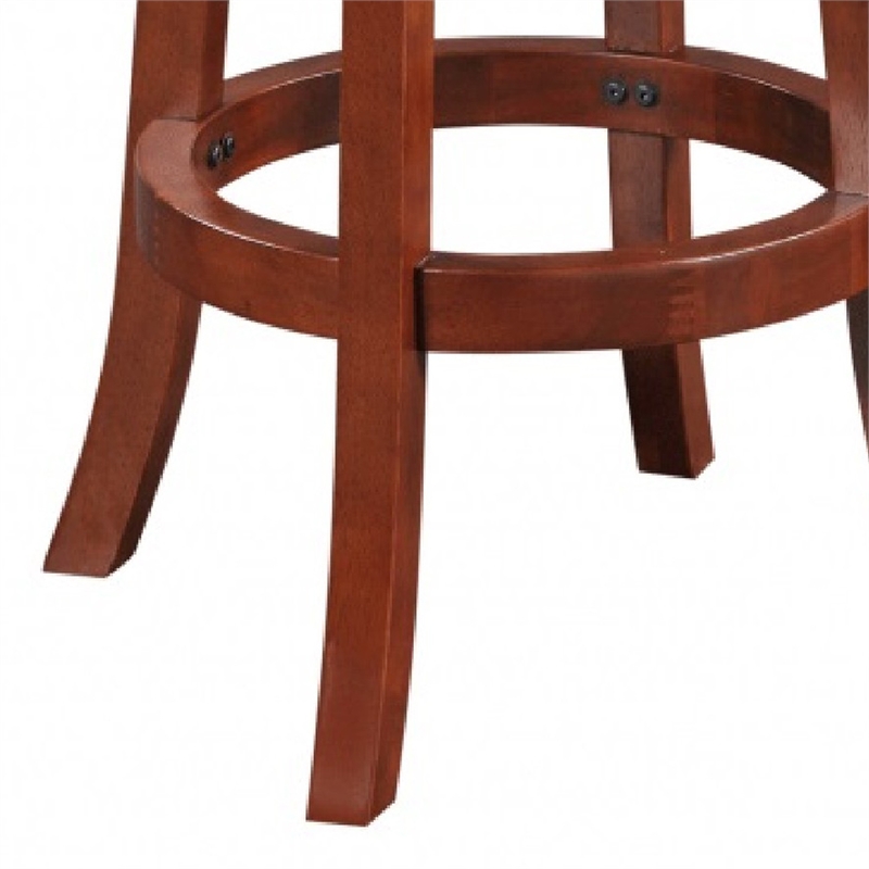 Pemberly Row 30 Inch Rubberwood Swivel Barstool with Full Ring Footrest in Black