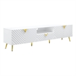 Pemberly Row 79 Inch TV Entertainment Center with Wave Pattern Design in White