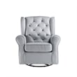 Pemberly Row 35 Inch Swivel Glider Accent Chair with Tufted Back in Gray
