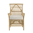 Pemberly Row Rattan Dining Armchair with Padded Seat & Slatted Back in Brown