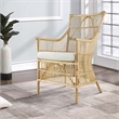 Pemberly Row Rattan Dining Armchair with Padded Seat & Slatted Back in Brown