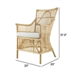 Pemberly Row Rattan Dining Armchair with Padded Seat & Slatted Back in Brown