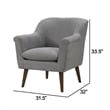 Pemberly Row 32 Inch Modern Accent Chair with Pillow Top Seat in Light Gray