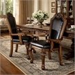 Pemberly Row Dining Armchair Set of 2 with Nailhead Trim in Brown Faux Leather