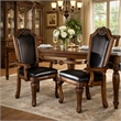 Pemberly Row Dining Armchair Set of 2 with Nailhead Trim in Brown Faux Leather