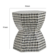 Pemberly Row 17 Inch Hexagonal Capiz Inlaid Accent Stool in White and Black