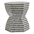 Pemberly Row 17 Inch Hexagonal Capiz Inlaid Accent Stool in White and Black
