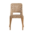 Pemberly Row Woven Rattan Dining Side Chair with Wood Frame in Natural Brown