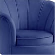 Pemberly Row Barrel Accent Chair with Scalloped Back in Blue Velvet