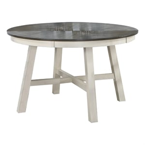 Pemberly Row 48&quot Round Dining Table with Crossed Stretchers in Gray and White
