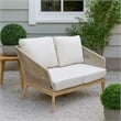 Pemberly Row 51 Inch Patio Sofa with Woven Rope Back in Rich Brown Acacia