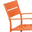 Pemberly Row 7 Piece Outdoor Dining Set with Plank Seat and Back in Orange