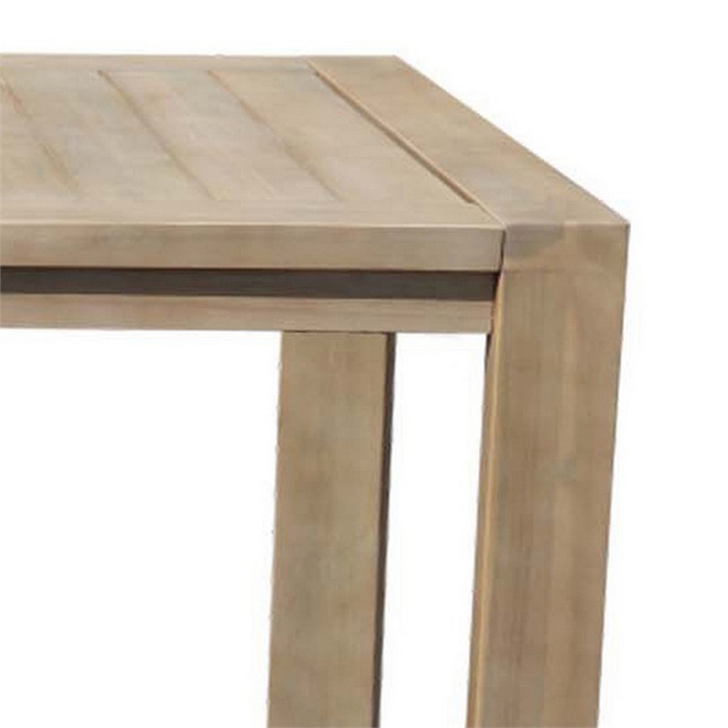 Pemberly Row 70 Inch Outdoor Dining Table with Plank Top in Natural Brown