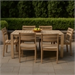 Pemberly Row 70 Inch Outdoor Dining Table with Plank Top in Natural Brown