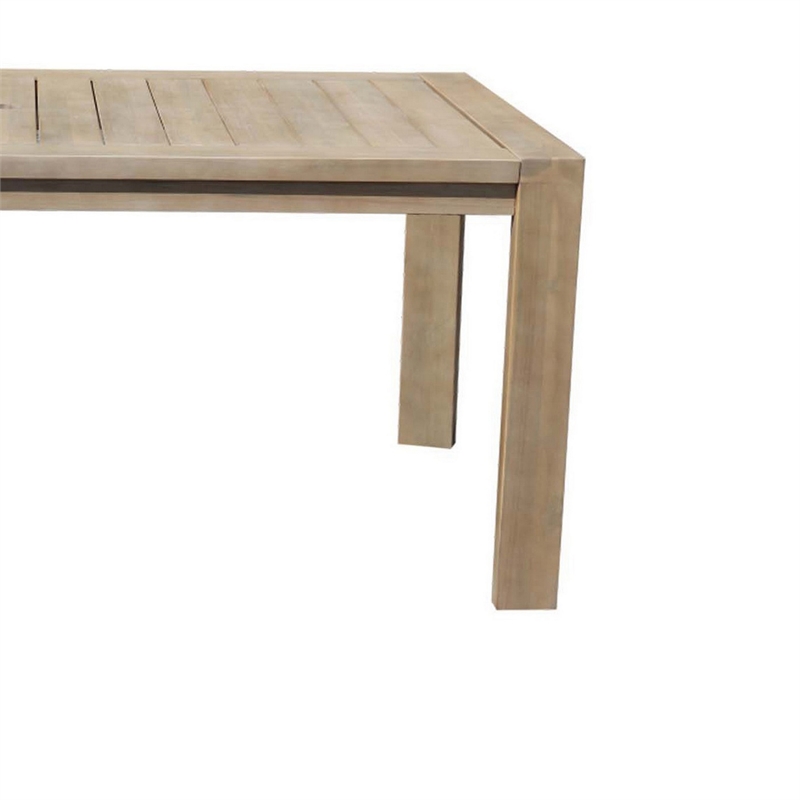 Pemberly Row 70 Inch Outdoor Dining Table with Plank Top in Natural Brown