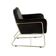 Pemberly Row 30 Inch Modern Accent Chair with Gold Metal Frame in Black Velvet