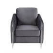 Pemberly Row 32 Inch Modern Accent Armchair with Vertical Quilted Back in Gray