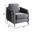 Pemberly Row 32 Inch Modern Accent Armchair with Vertical Quilted Back in Gray
