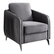 Pemberly Row 32 Inch Modern Accent Armchair with Vertical Quilted Back in Gray