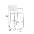Pemberly Row 44 Inch Outdoor Bar Stool Set of 6 with Curved Arms in White