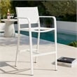 Pemberly Row 44 Inch Outdoor Bar Stool Set of 6 with Curved Arms in White