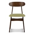 Pemberly Row Set of 2 Rubberwood Dining Chairs with Green Padded Seats