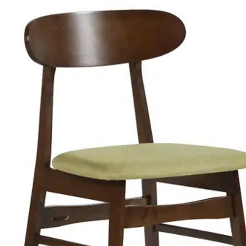 Pemberly Row Set of 2 Rubberwood Dining Chairs with Green Padded Seats